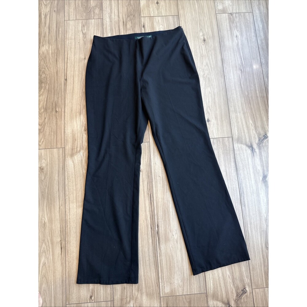 Lauren Ralph Lauren Women Dress Pants Sz 14 Black Career Classic Elastic Waist